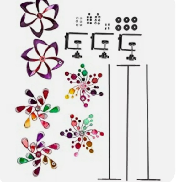 Set of 3 MINI Wind Spinners Garden Decor Pinwheels Flower Pot Stake Outdoor - Picture 6 of 6